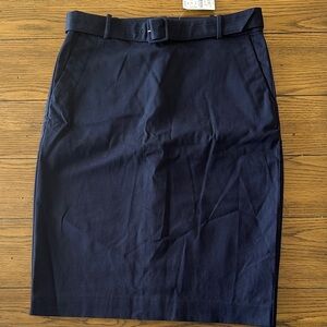 J Crew Classic Navy Pencil Skirt with Belt